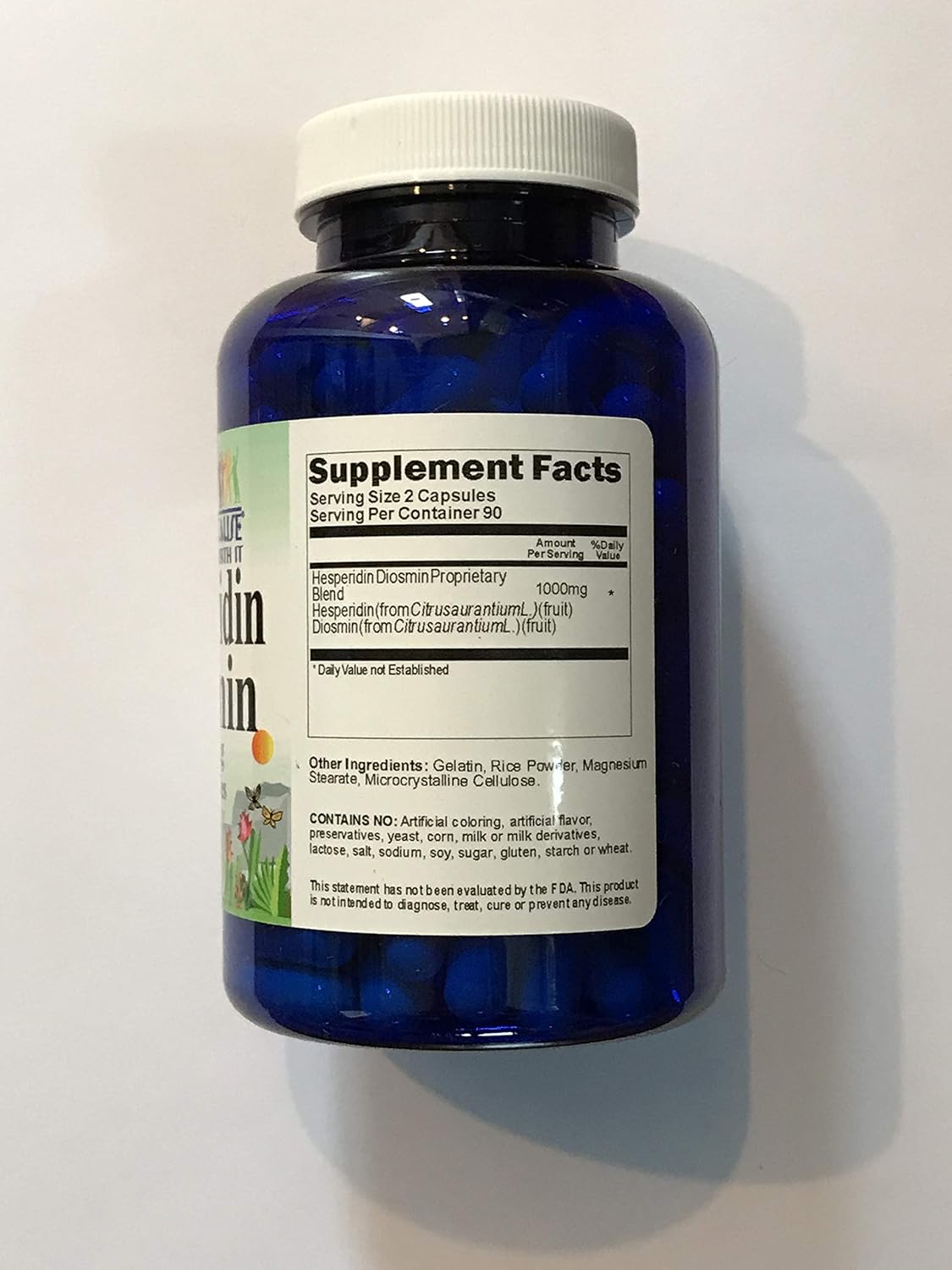 180 Capsules of Hesperidin Diosmin for Lymphatic Drainage & Circulation Support - Non-GMO, Gluten Free - Made in USA