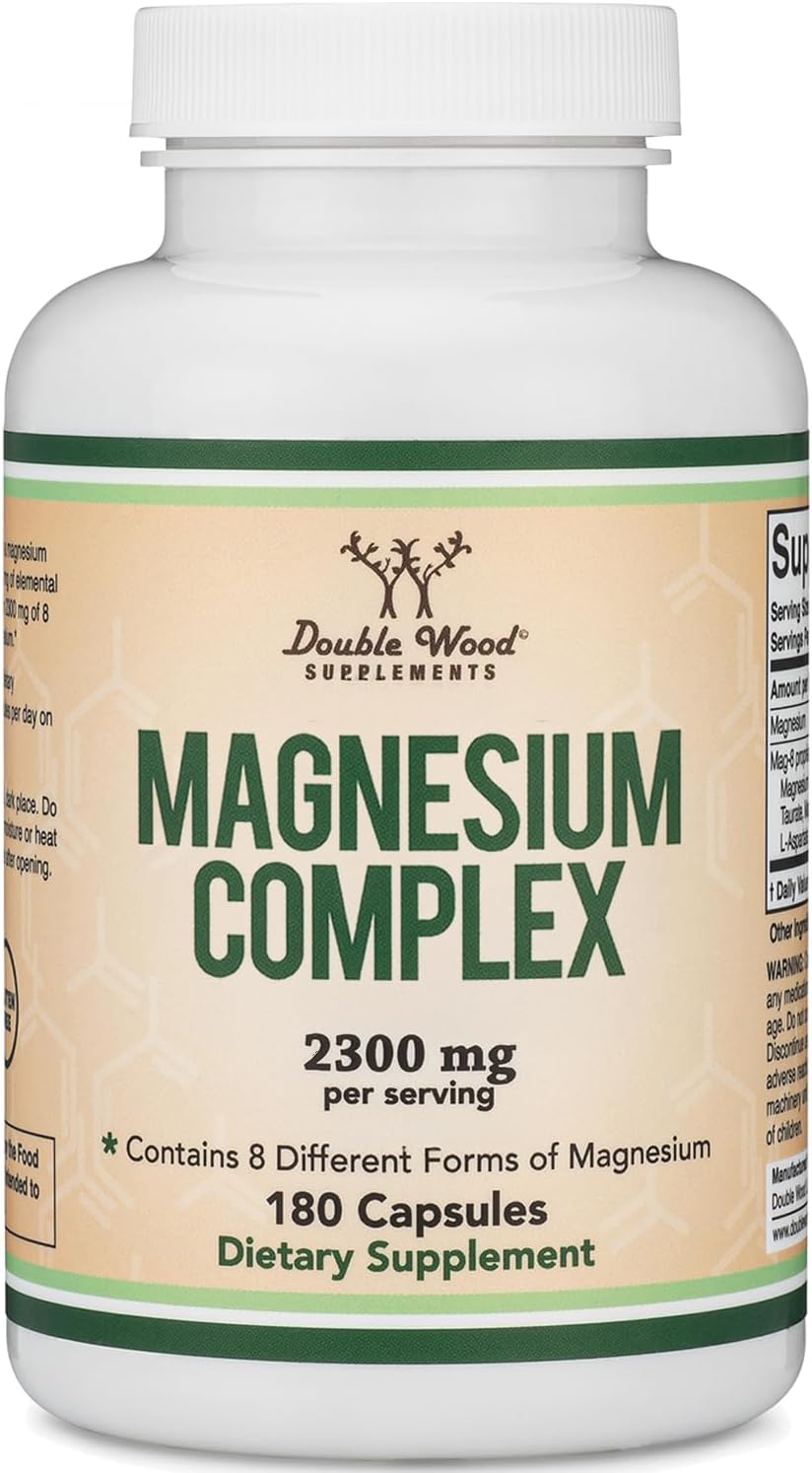 180 Capsules of MAG-8 Magnesium Complex Supplement: 436mg Elemental Magnesium from 2,300mg of 8 Forms - 100% Daily Value