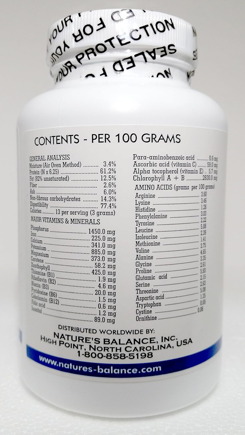 180 Capsules of Nature's Balance Premium Chlorella Supplement for Optimal Health