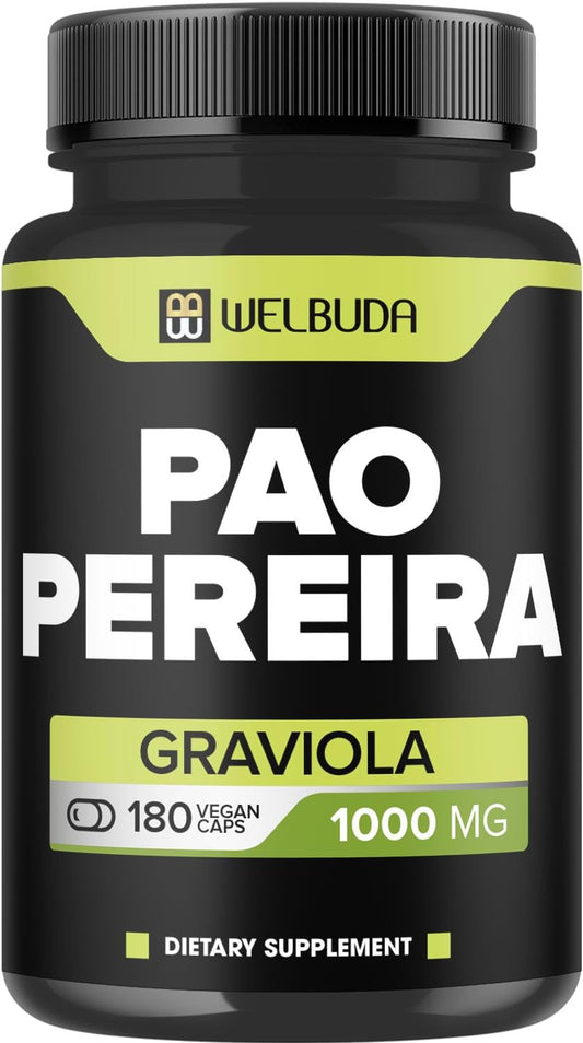 180 Capsules of Pao Pereira Herb Extract 10:1 and Graviola Soursop for Immune System and Strength Support