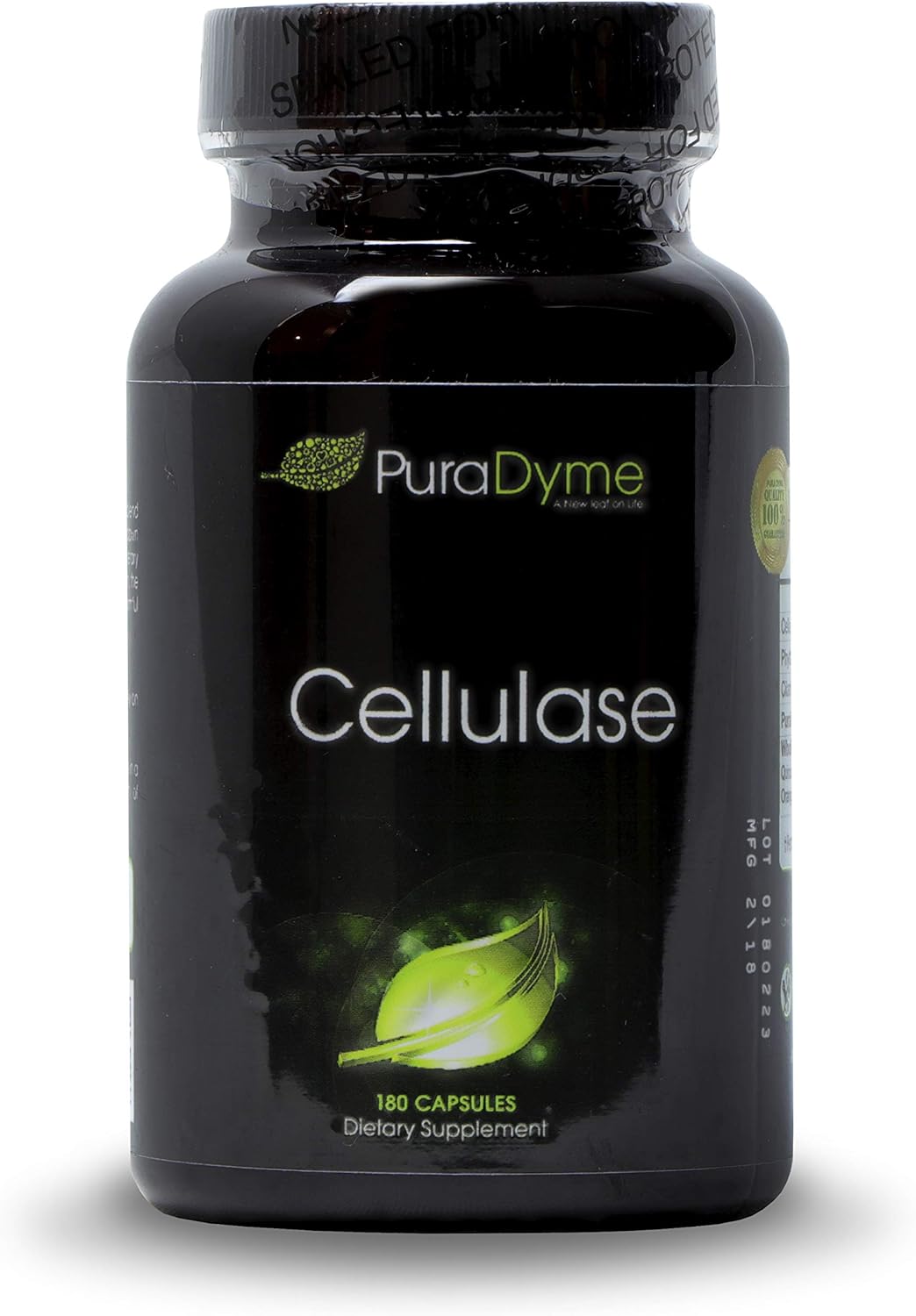 180 Capsules of PuraDyme Cellulase Individual Enzyme Supplement