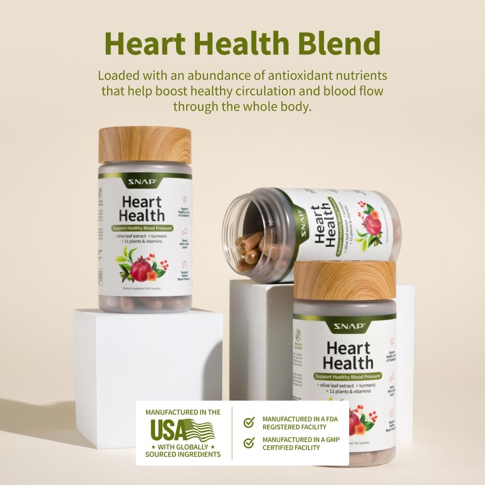 180 Capsules Snap Supplements Heart Health and Blood Circulation Support Formula