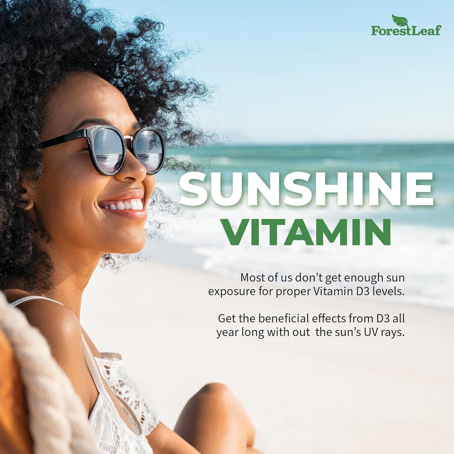 180 Count ForestLeaf Vitamin D3 10000IU Capsules for Bone Health and Immune Support - Non-GMO Gluten Free Vitamin D Supplement