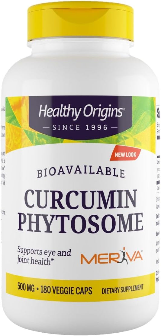 180 Count Healthy Origins Curcumin Phytosome Veggie Capsules with Meriva SF Formula, 500mg