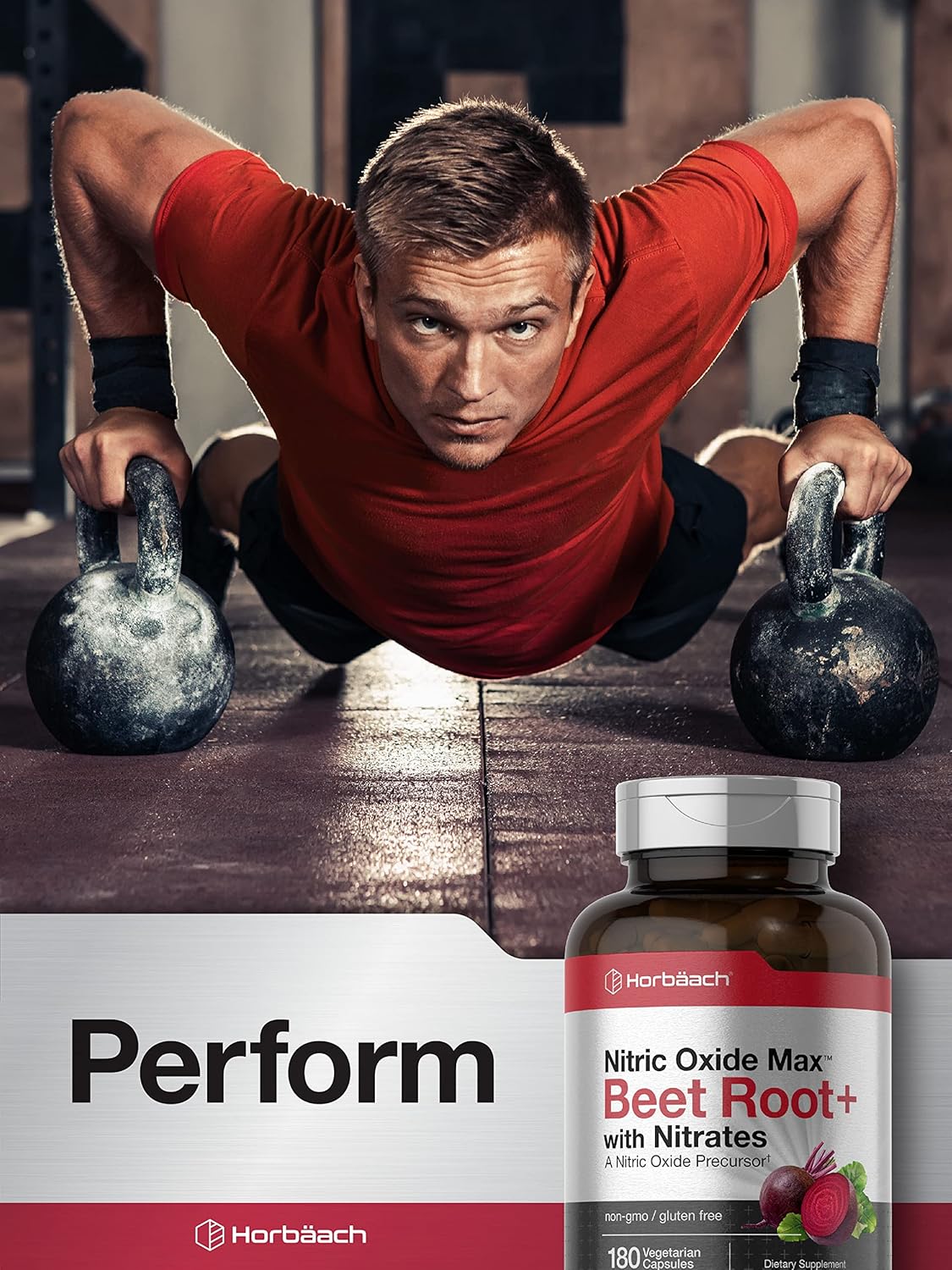 180 Count Horbäach Nitric Oxide Beet Root Capsules with Nitrates for Men and Women - Vegetarian, Non-GMO, Gluten Free Supplement