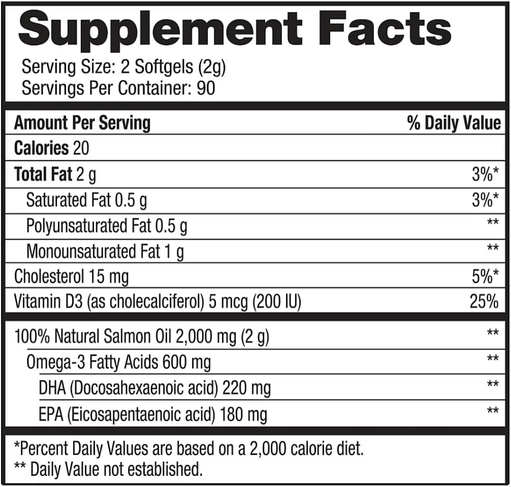 180-Count Pure Alaska Omega-3 Wild Alaskan Salmon Oil Softgels 1000mg - High Quality Supplement