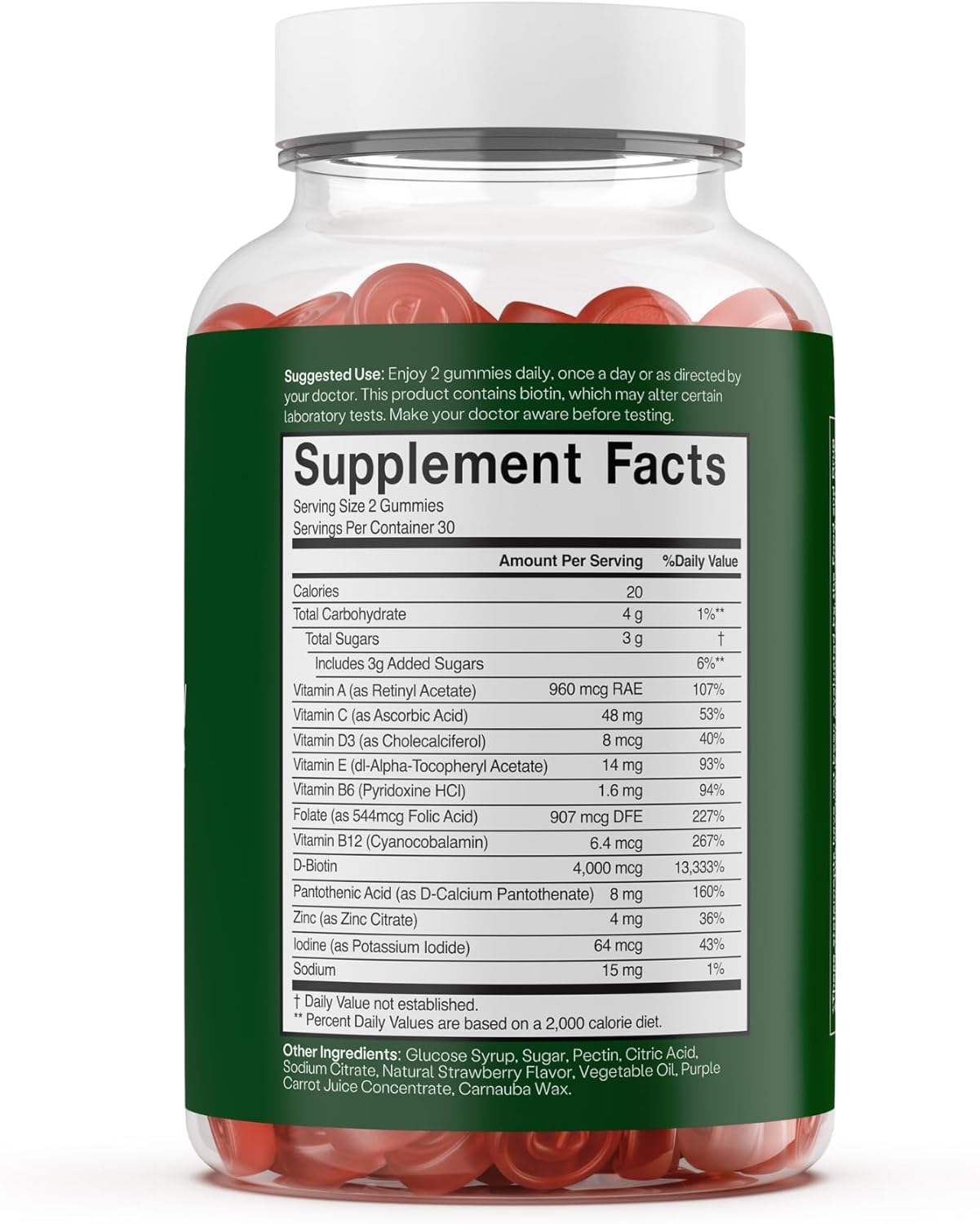180 Count Strawberry Flavored Retinol Multivitamin Gummies for Anti-Aging and Clear Skin - Hair, Skin, and Nails Supplement with Vitamin A, Biotin, and Vitamin C