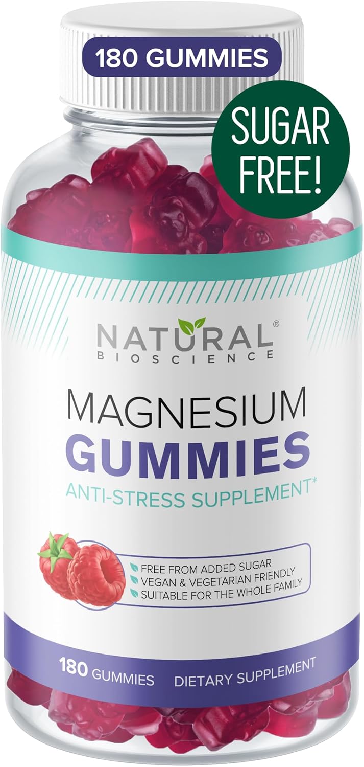 180 Count Sugar-Free Magnesium & 60 Count Sugar-Free Vitamin D Gummies Bundle - Immune Support & Relaxation, Gelatin-Free, Gluten-Free, Vegetarian, All Natural, GMO-Free, Kosher
