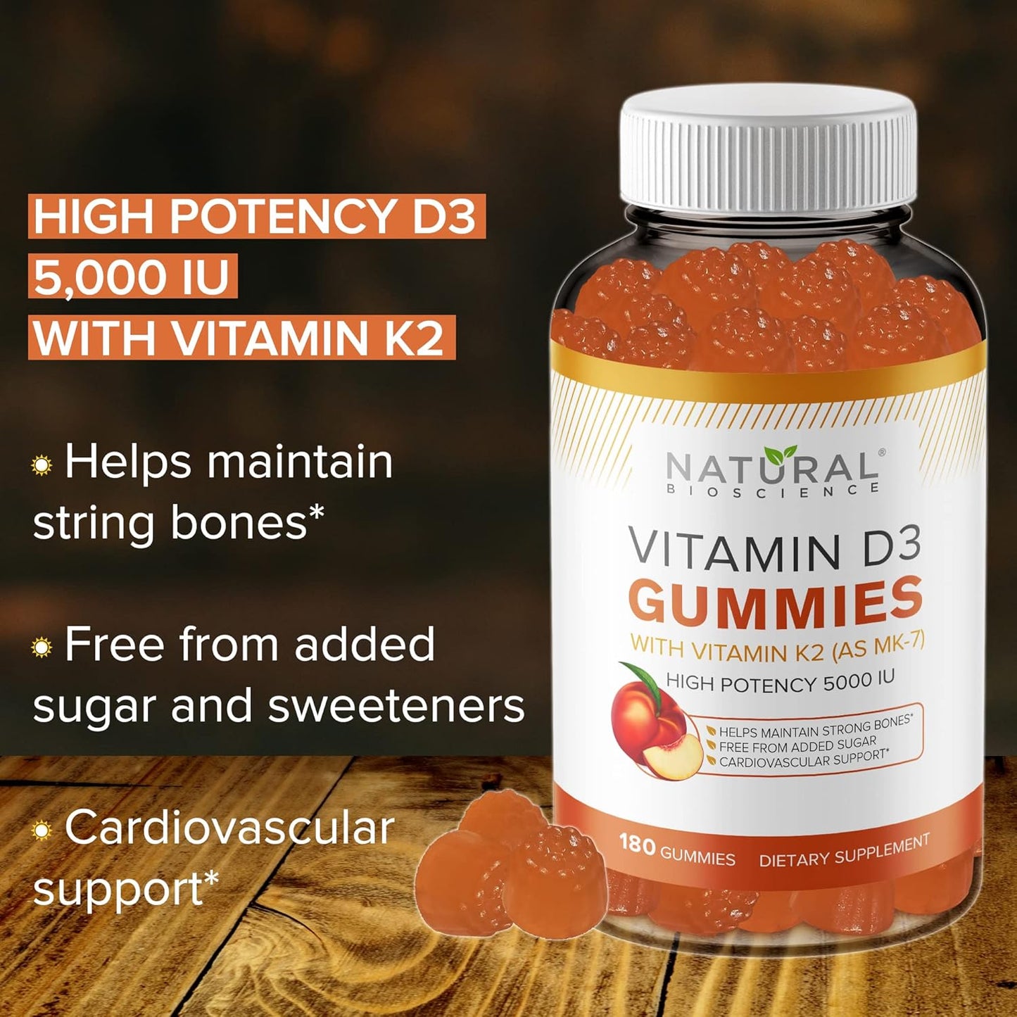 180 Count Sugar-Free Magnesium & 60 Count Sugar-Free Vitamin D Gummies Bundle - Immune Support & Relaxation, Gelatin-Free, Gluten-Free, Vegetarian, All Natural, GMO-Free, Kosher