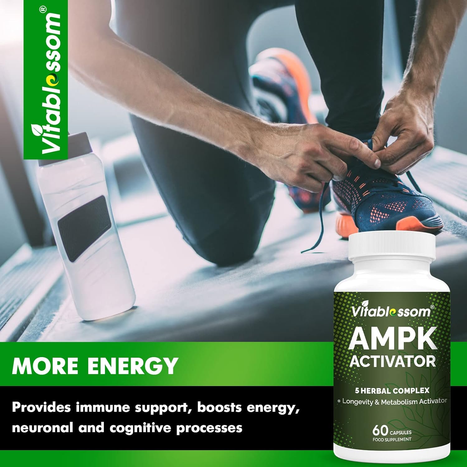 180 Count Vitablosom AMPK Activator Supplement - 5 in 1 Jiaogulan Gynostemma Metabolic Activator - Vegetarian Capsules, Pack of 3