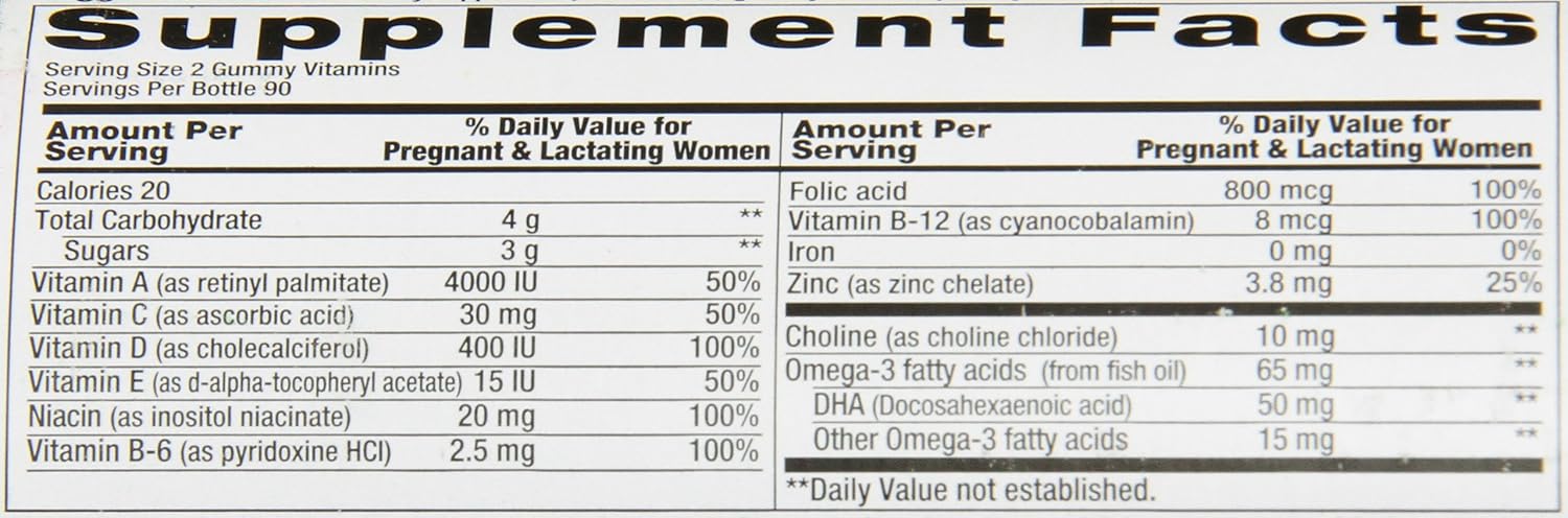 180 Count Vitafusion Prenatal DHA and Folic Acid Gummy Vitamins in Assorted Flavors - Limited Variety