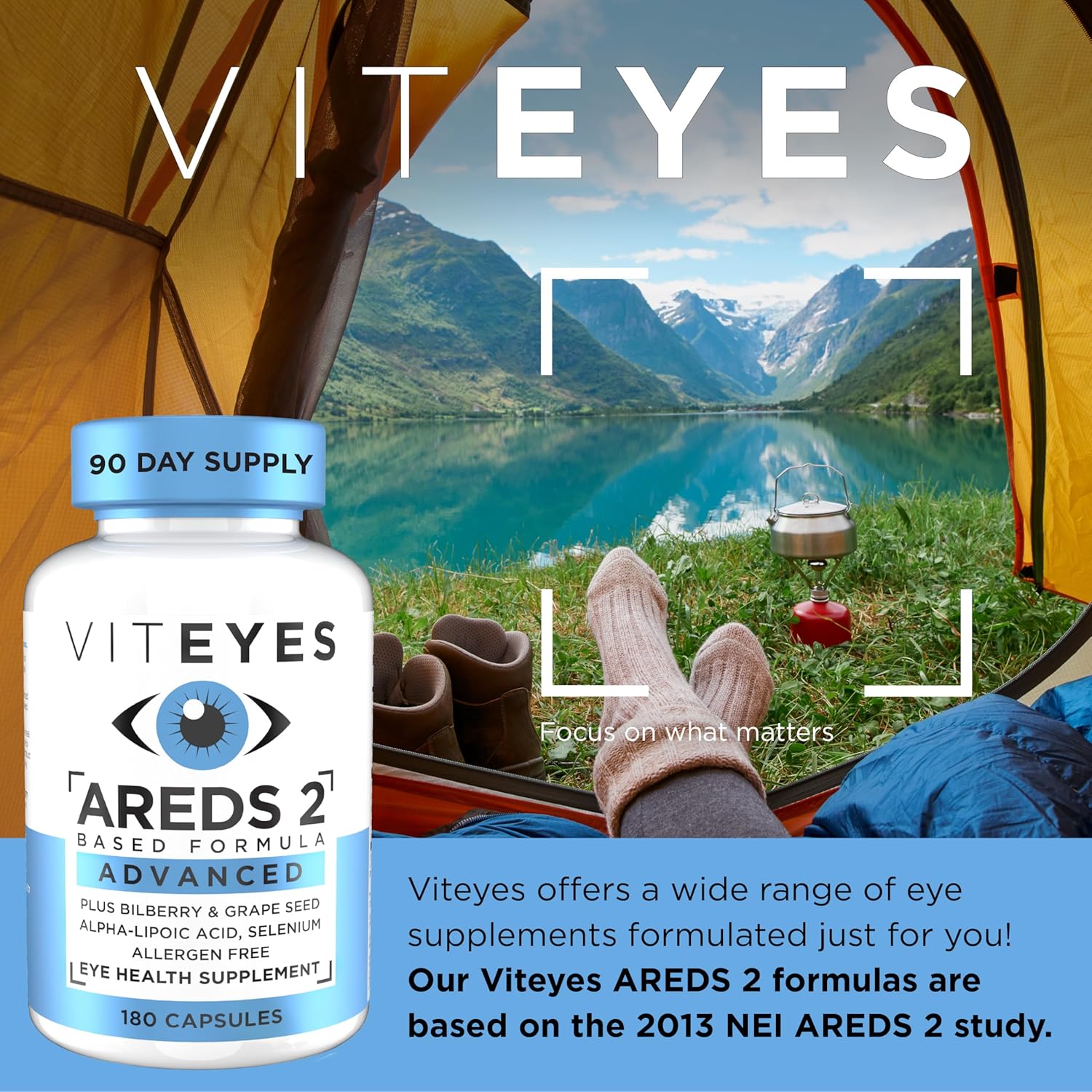 180 Count Viteyes AREDS 2 Advanced Eye Vitamins with Bilberry, Grapeseed, Lutein, Selenium, Vitamin E - Vision Protection, Allergen Free - Trusted by Eye Doctors