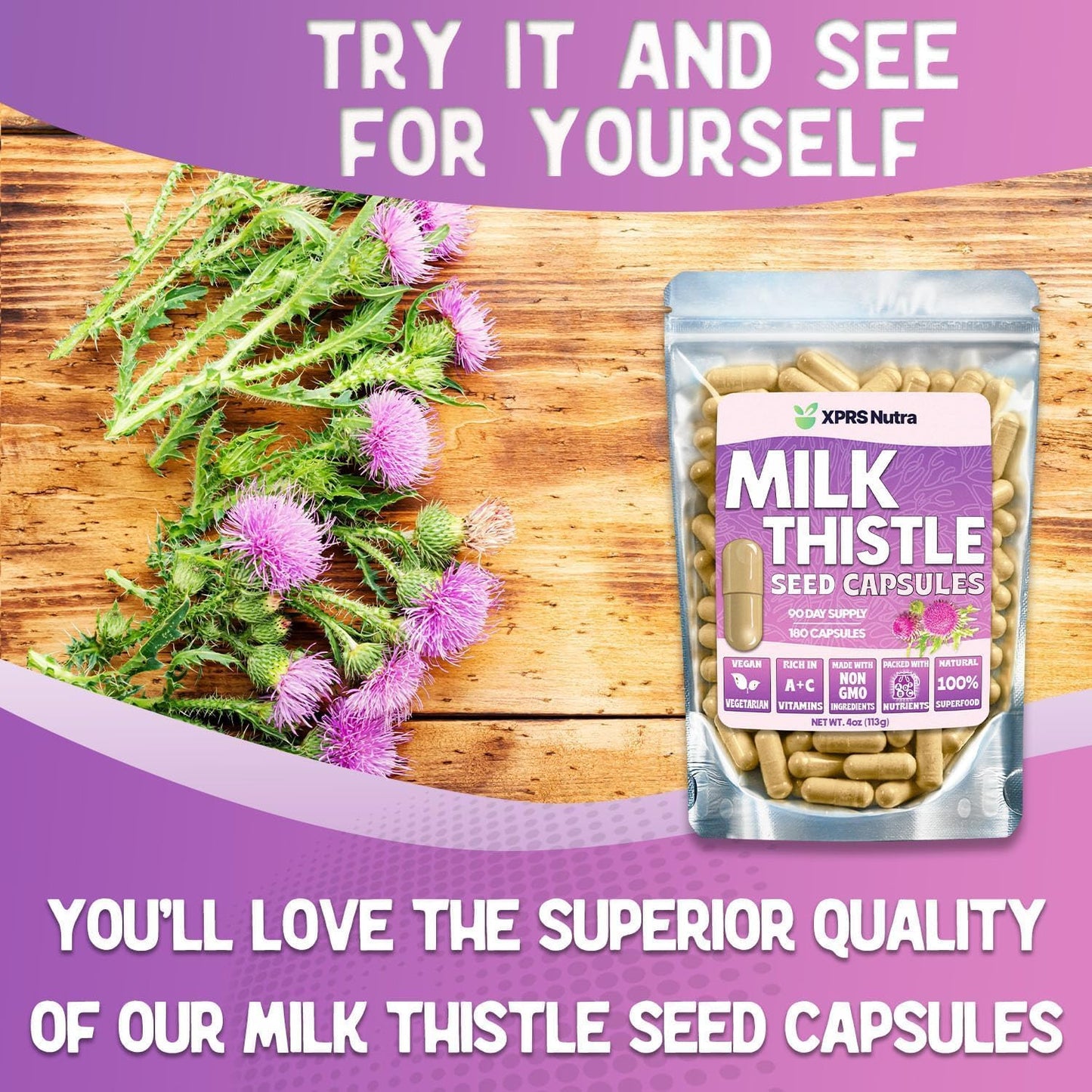 180 Count XPRS Nutra Milk Thistle Seed Capsules - Premium Liver Support Supplement with Silymarin for Digestion - Non-GMO Milk Thistle Pills