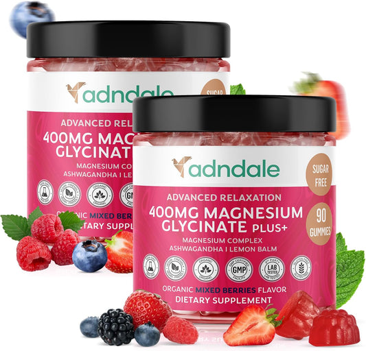180 CT Calm Magnesium Gummies with Ashwagandha for Adults & Kids - Sugar Free Chews for Relaxation, Stress Relief, Sleep, Muscle & Cardio Support