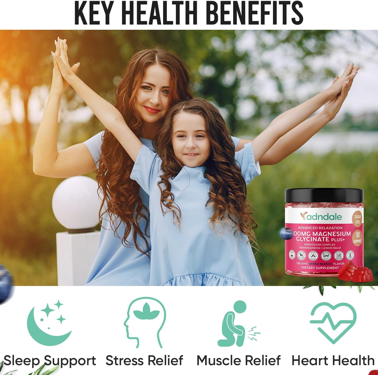 180 CT Calm Magnesium Gummies with Ashwagandha for Adults & Kids - Sugar Free Chews for Relaxation, Stress Relief, Sleep, Muscle & Cardio Support