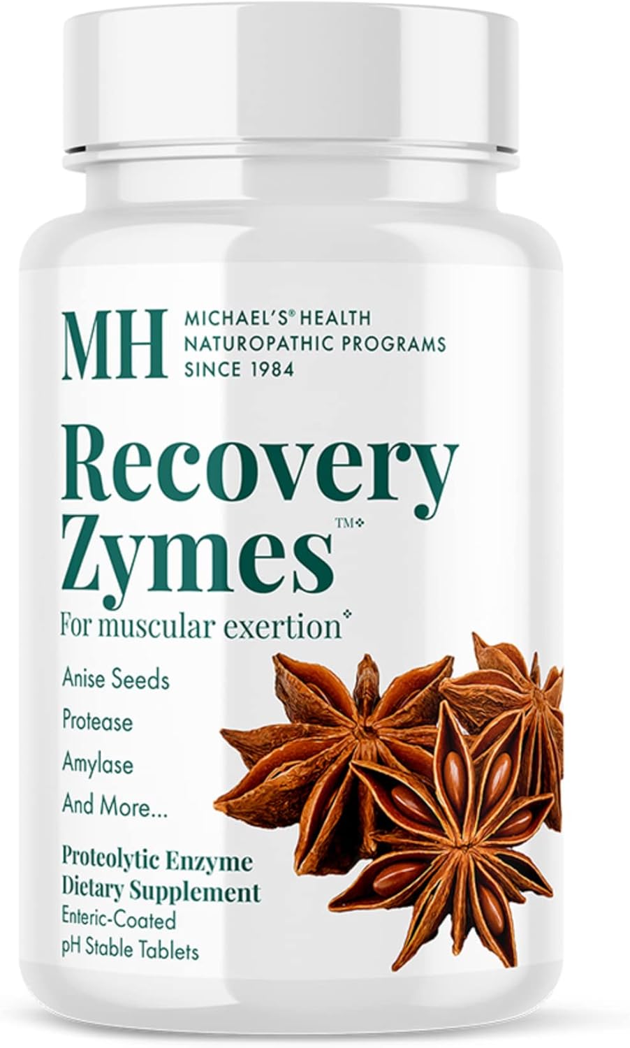 180 Enteric Coated pH Stable Recovery Zymes Tablets - Proteolytic Enzyme Supplement - Supports Inflammatory Response - 30 Servings