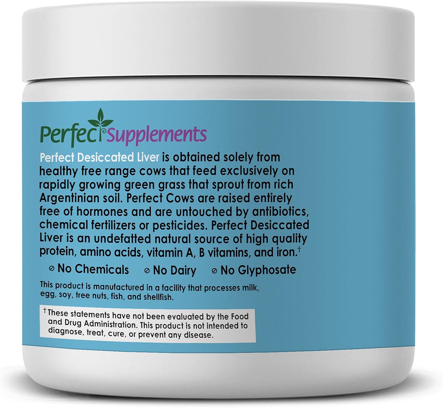 180 Grams Perfect Desiccated Liver Powder - Undefatted Beef Liver - Natural Protein, Iron, Vitamins A & B - Dietary Supplement