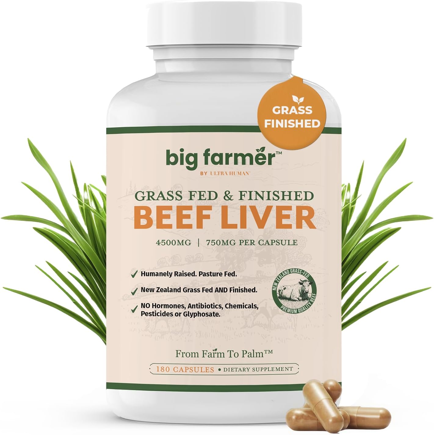 180 Grass-Fed Beef Liver Capsules for Energy, Detox, Immunity & Wellness - Non-GMO Freeze Dried Liver Supplement