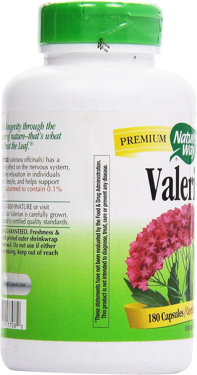 180 Nature's Way Valerian Root Gelatin Capsules for Natural Sleep Support