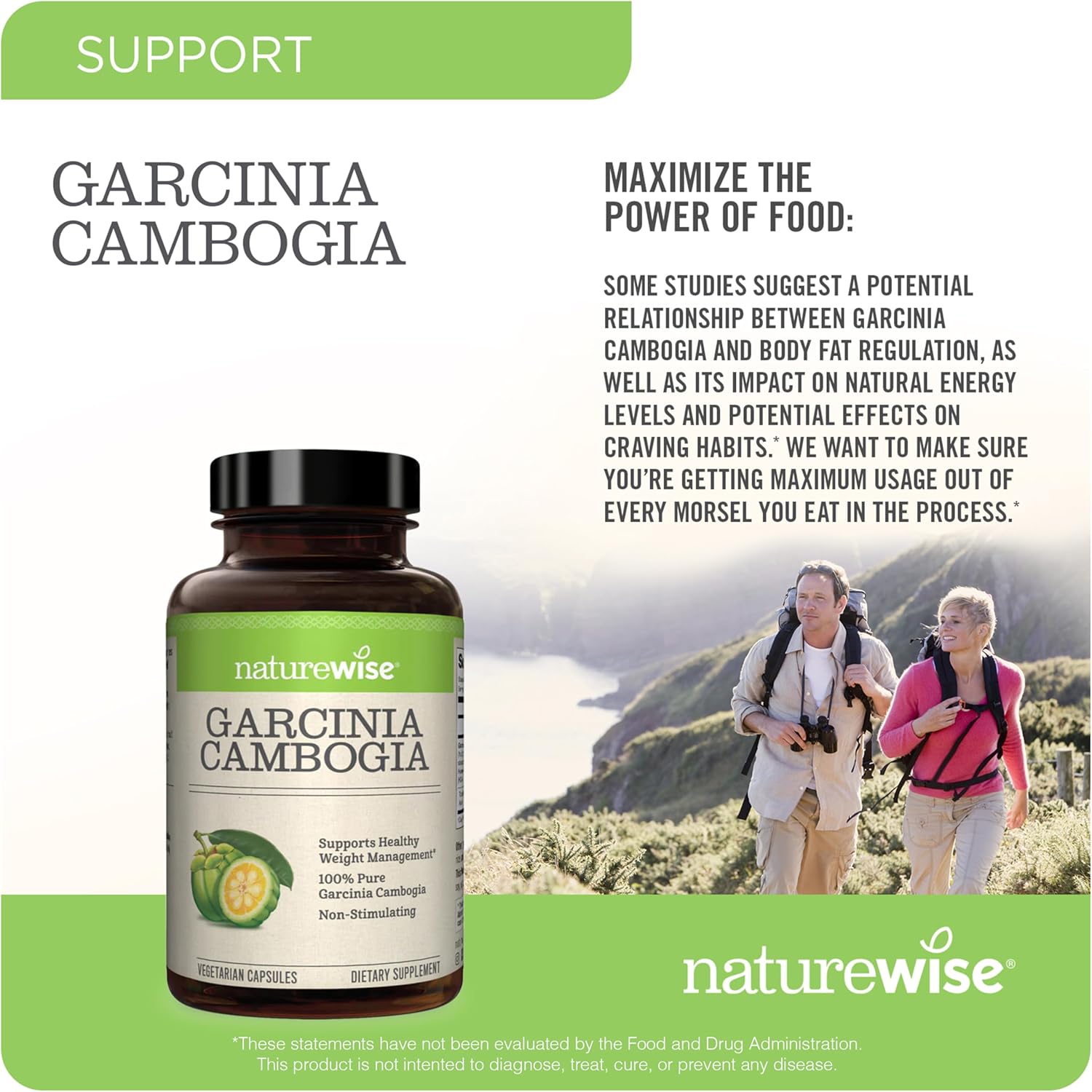 180 Naturewise Garcinia Cambogia Capsules - 60% HCA Extract for Weight Goals & Energy - Vegan, Non-GMO, Gluten Free - 2-6 Month Supply