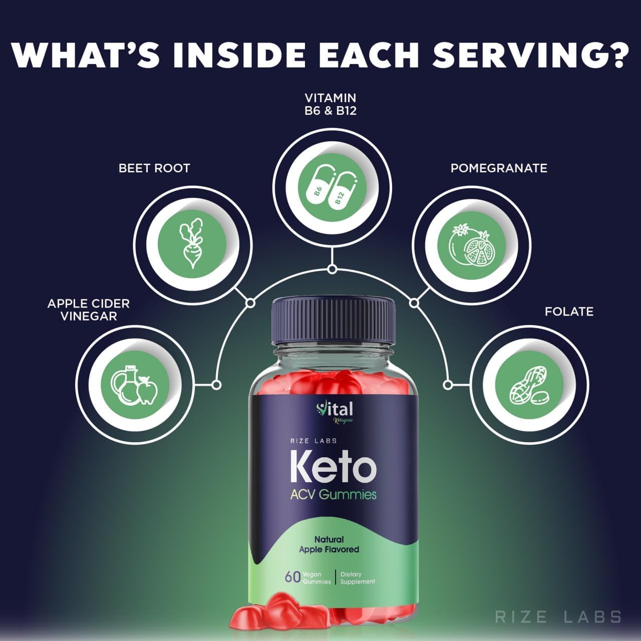 180 Rize Labs Vital Ketogenic Keto Gummies for Advanced Weight Loss - Belly Fat Slimming Diet Gummy