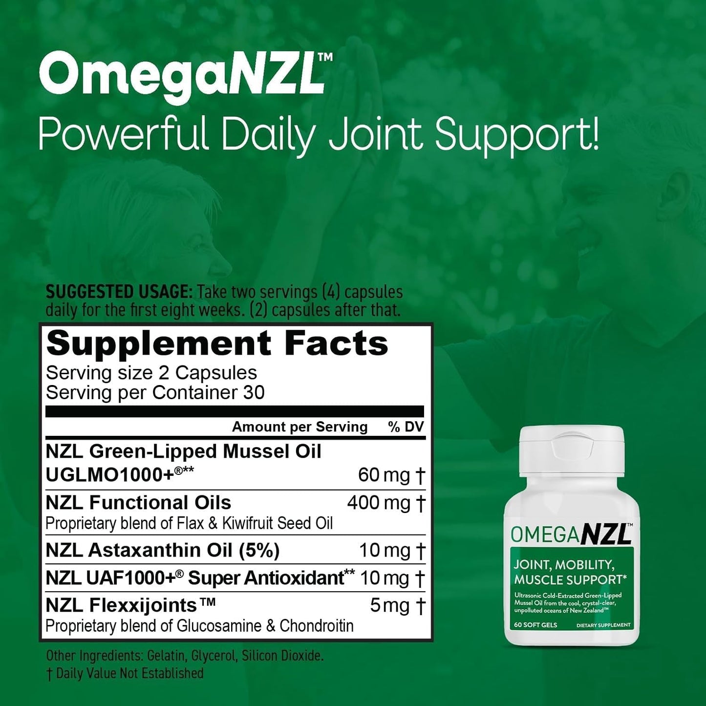 180 Softgels of OMEGANZL Original Green-Lipped Mussel Oil Joint Support Supplement with Natural Muscle Relief, No Fishy Aftertaste