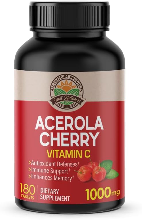 180 Tablets of NANOWELL Acerola Cherry Vitamin C 1000mg for Immune Support - 180 Day Supply
