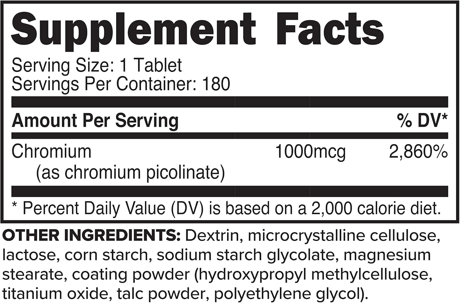 180 Tablets of PrimaForce Chromium Picolinate 1000mcg for Weight Management and Metabolism Support