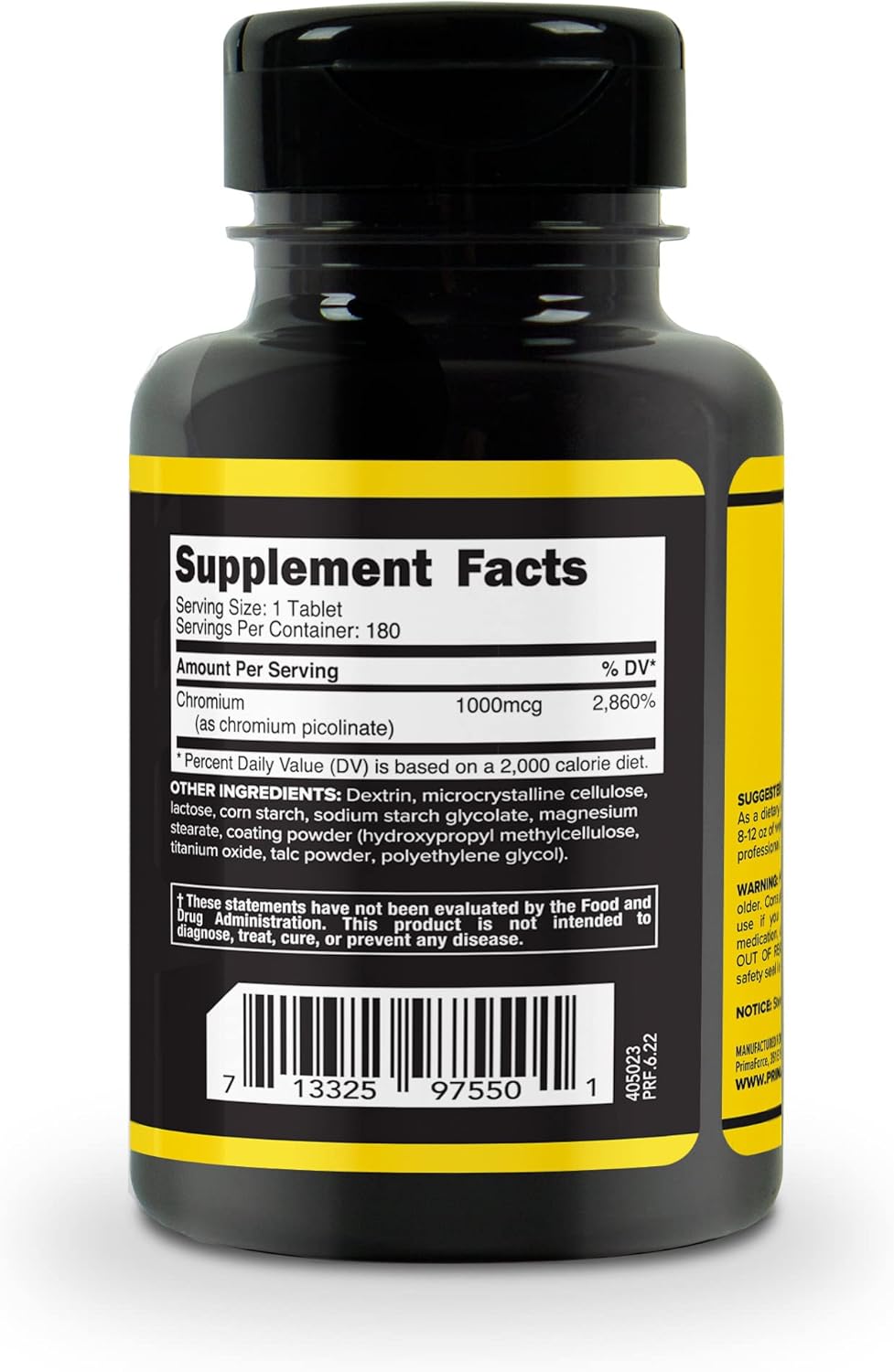 180 Tablets of PrimaForce Chromium Picolinate 1000mcg for Weight Management and Metabolism Support