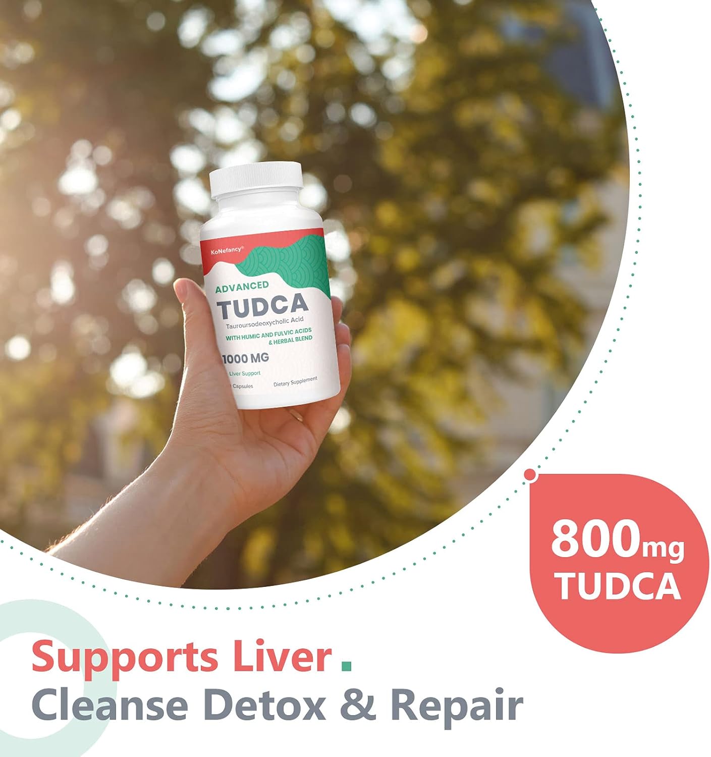 180 Vegan Capsules of KoNefancy TUDCA Liver Supplements - Herbal Blend with Milk Thistle, Fulvic and Humic Acid for Liver and Digestive Health