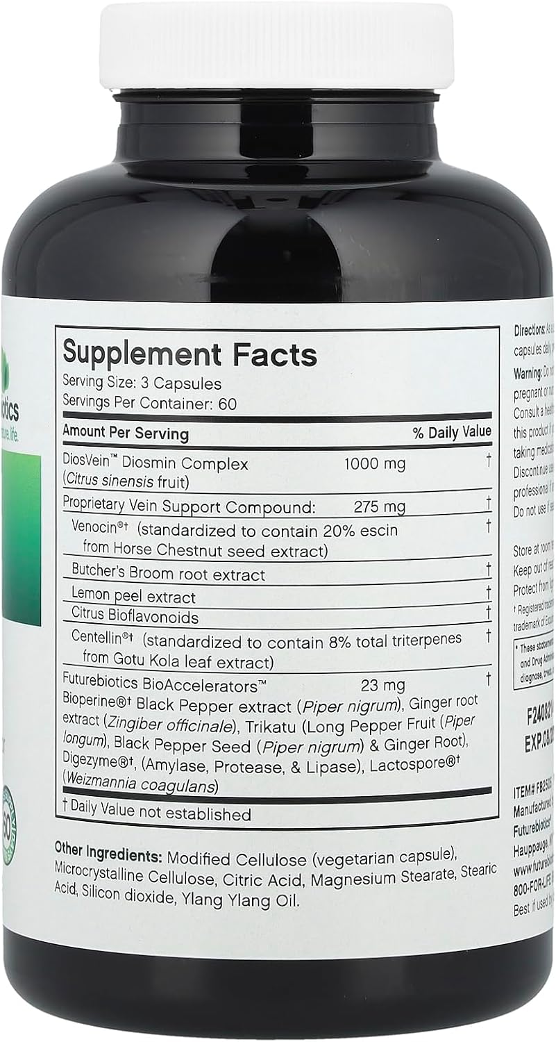 180 Vegetarian Capsules of Futurebiotics VeinFactors: Promotes Healthy Veins and Circulation