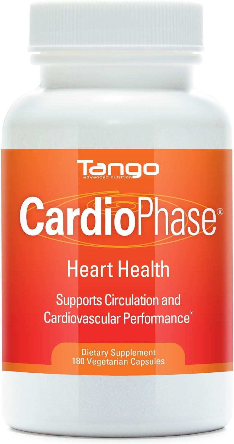 180 Vegetarian Capsules of Tango CardioPhase Natural Heart Support Supplement for Improved Circulation and Cardio Performance