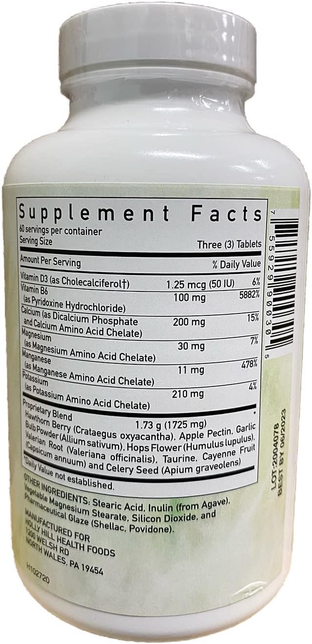 180 Vegetarian Tablets Holly Hill Health Foods Blood Pressure Support Supplement