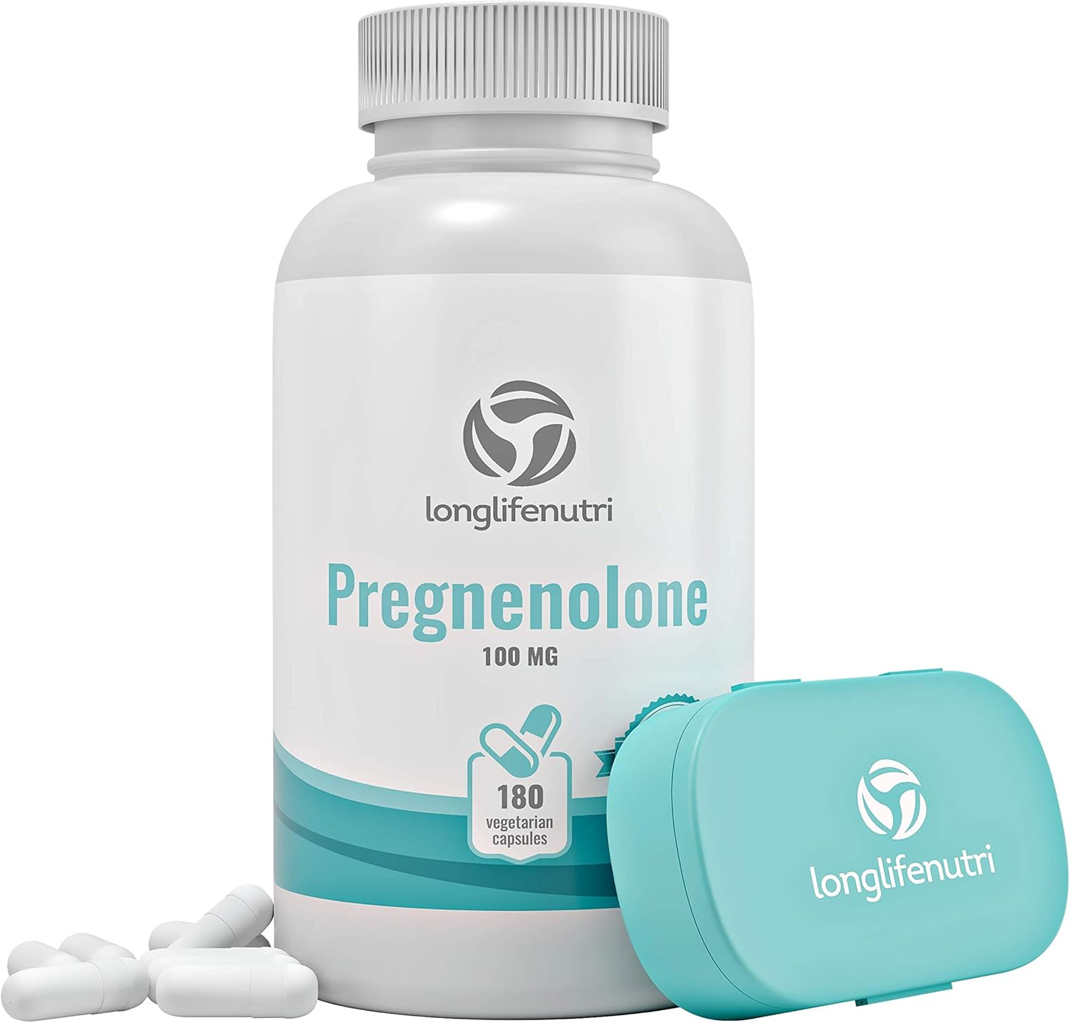 180 Veggie Caps of LongLifeNutri Pregnenolone for Brain & Hormone Support - Made in USA for Improved Memory, Focus & Vitality