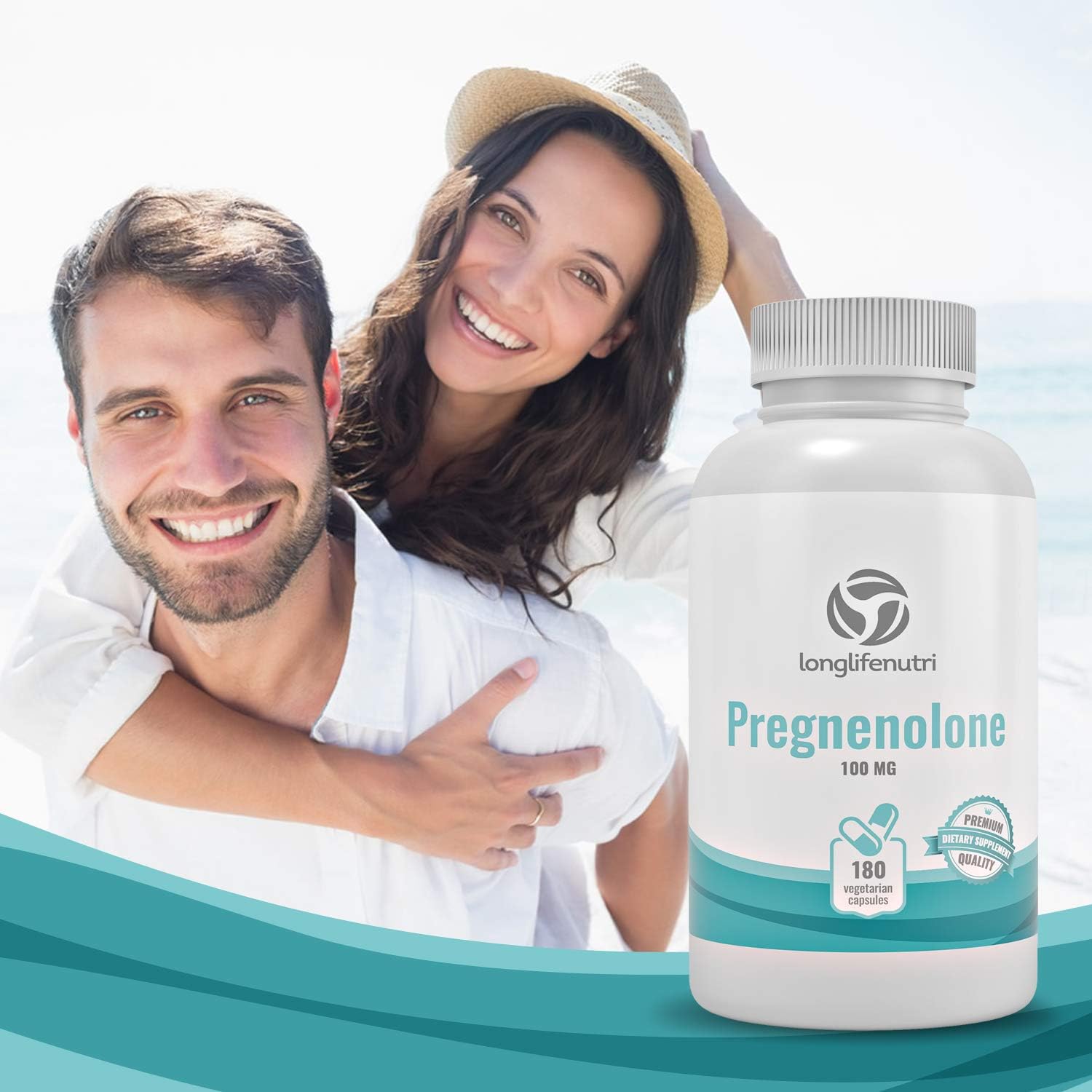 180 Veggie Caps of LongLifeNutri Pregnenolone for Brain & Hormone Support - Made in USA for Improved Memory, Focus & Vitality
