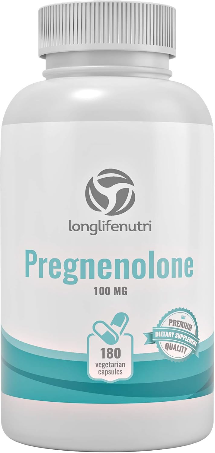 180 Veggie Caps of LongLifeNutri Pregnenolone for Brain & Hormone Support - Made in USA for Improved Memory, Focus & Vitality