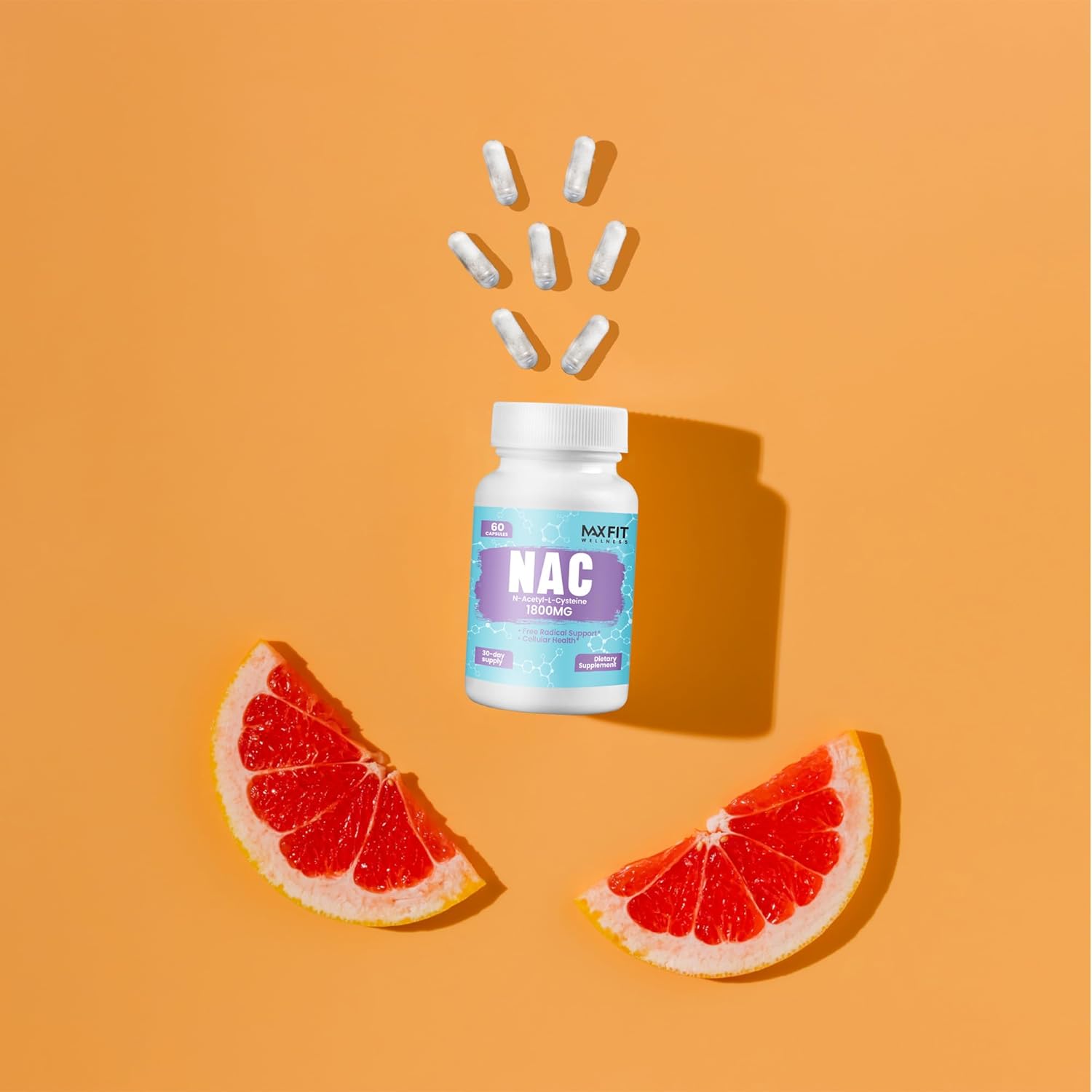 1800mg NAC Supplement for Immune & Liver Health - Antioxidant Support, Respiratory Function - 60 Veggie Capsules
