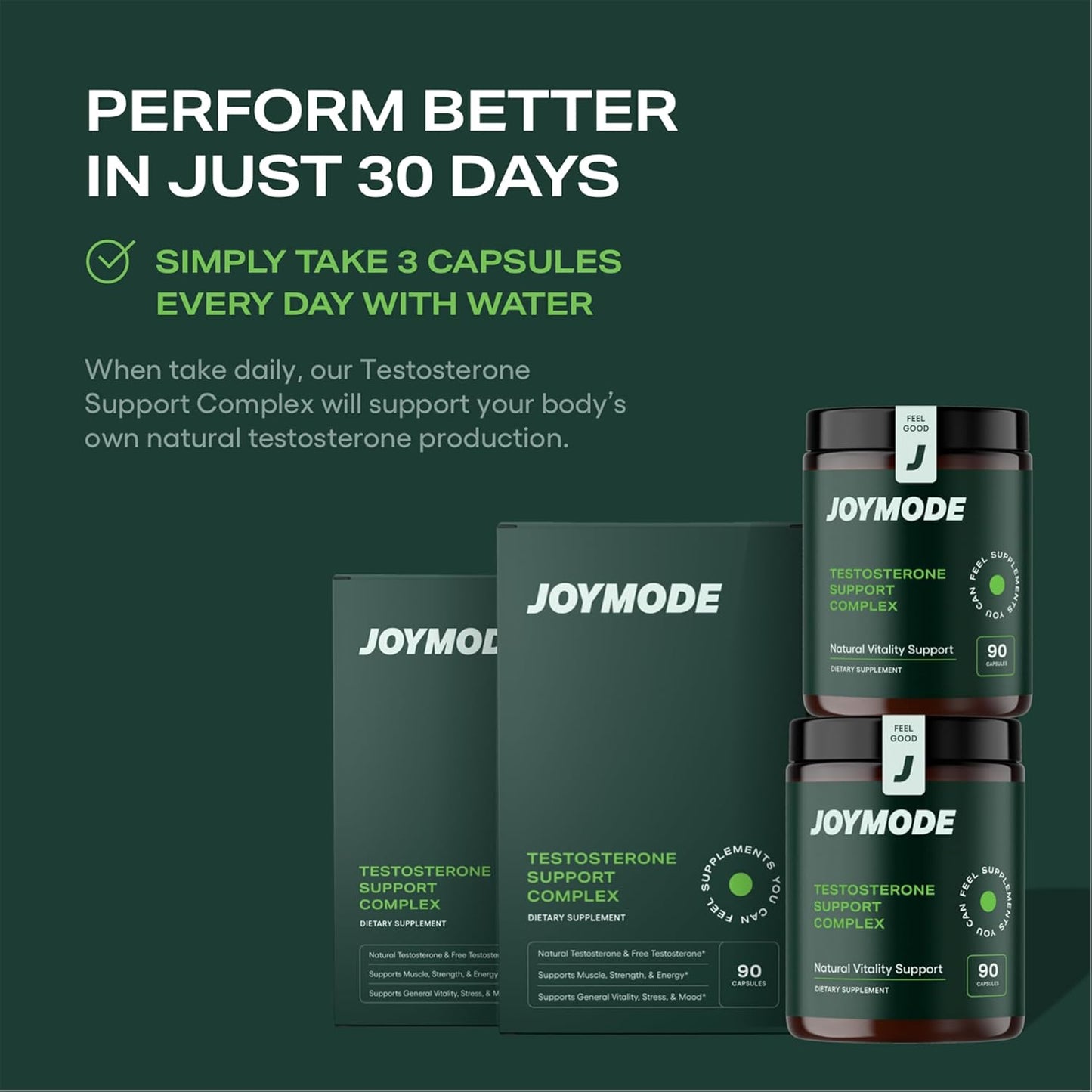 180ct JOYMODE Testosterone Support Complex - Natural Supplement for Men with Ashwagandha, DIM, Magnesium, Zinc, and Boron - Pack of 2