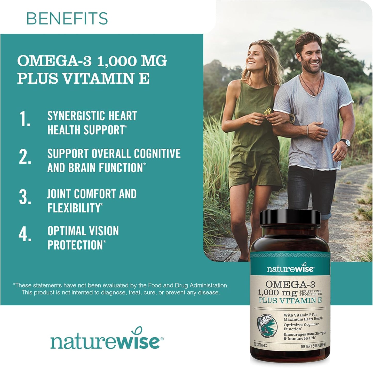 180ct NatureWise Omega 3 with Vitamin E & 150ct Vitamin B Complex Softgels for Men and Women [5-Month Supply]