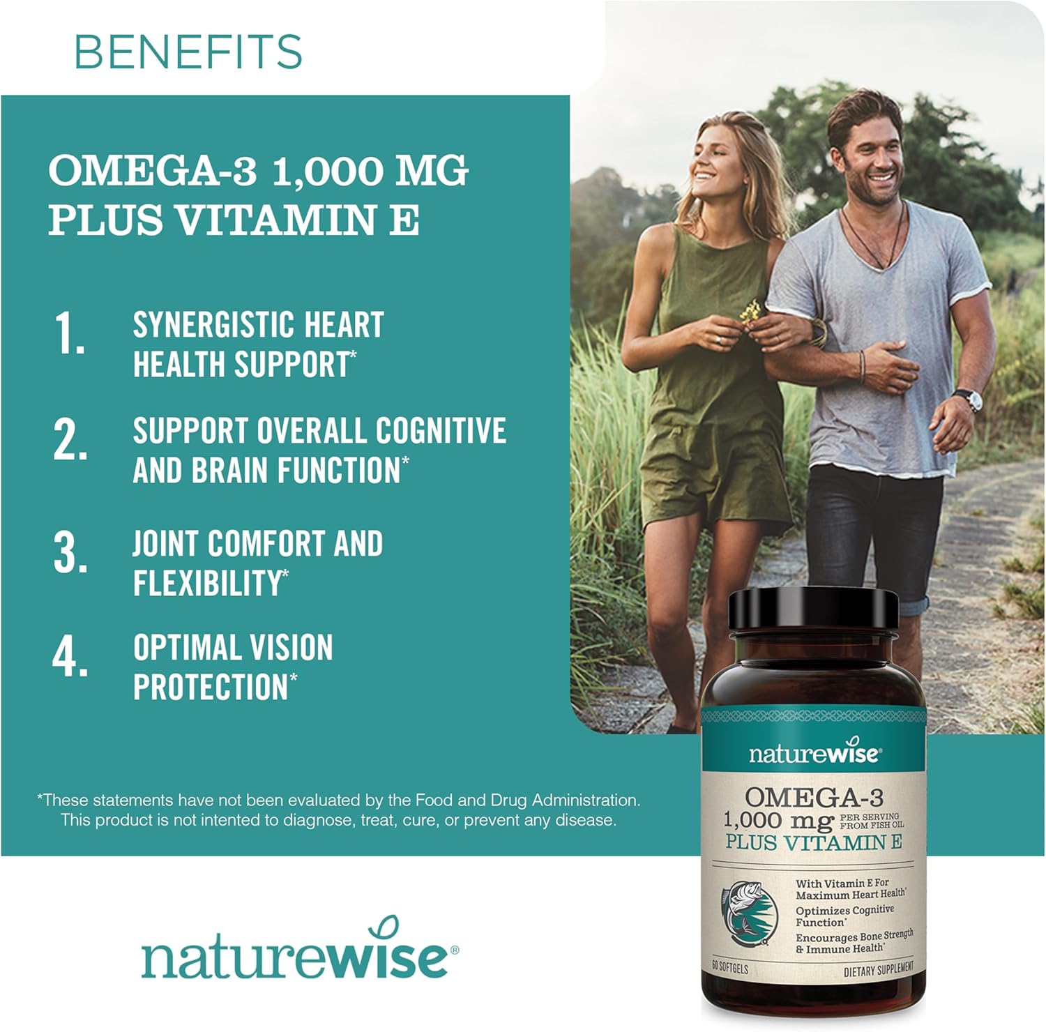 180ct NatureWise Omega 3 with Vitamin E & 150ct Vitamin B Complex Softgels for Men and Women [5-Month Supply]