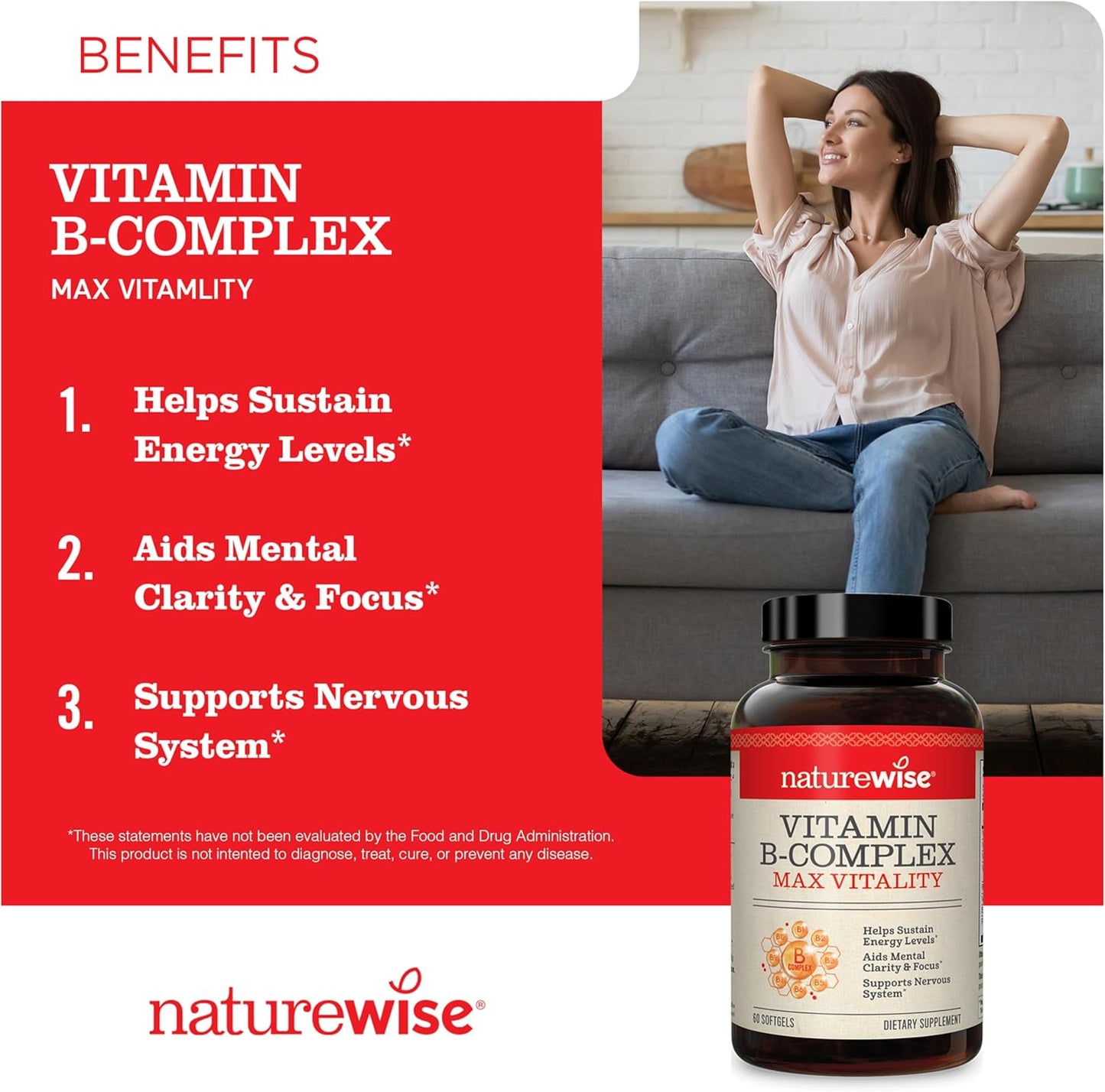 180ct NatureWise Omega 3 with Vitamin E & 150ct Vitamin B Complex Softgels for Men and Women [5-Month Supply]