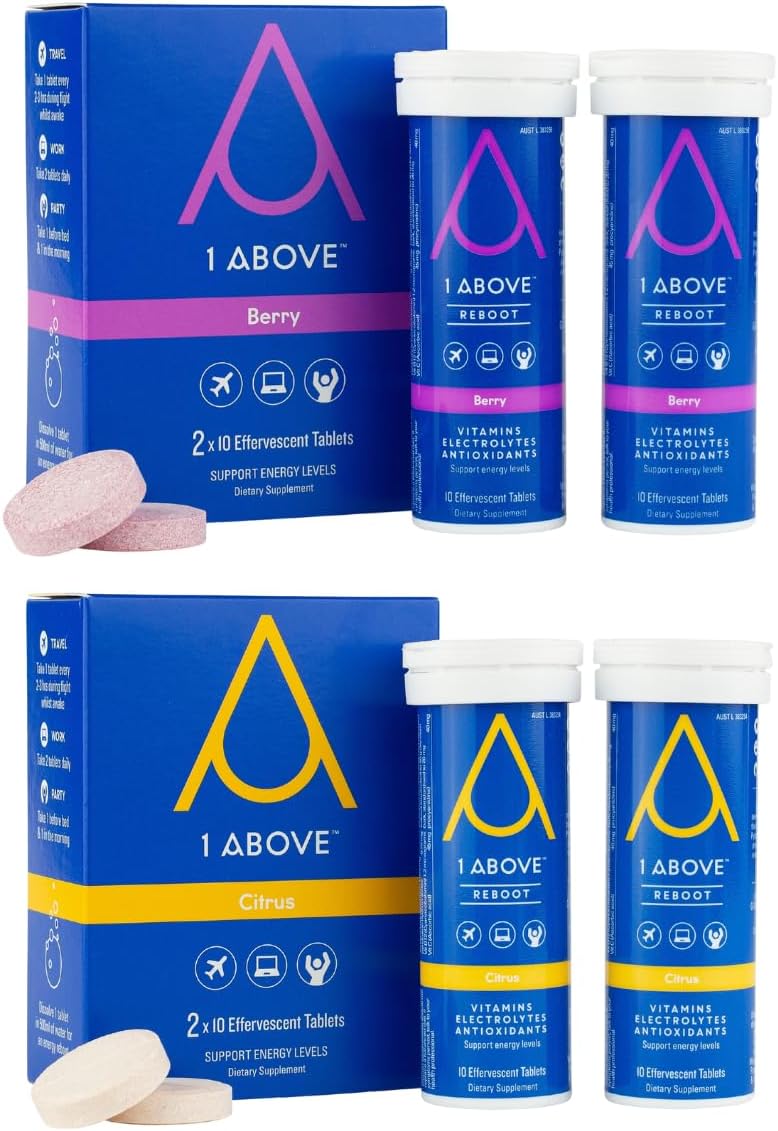 1ABOVE Anti Jet Lag Tablets - Citrus and Berry Flavors, 40 Count