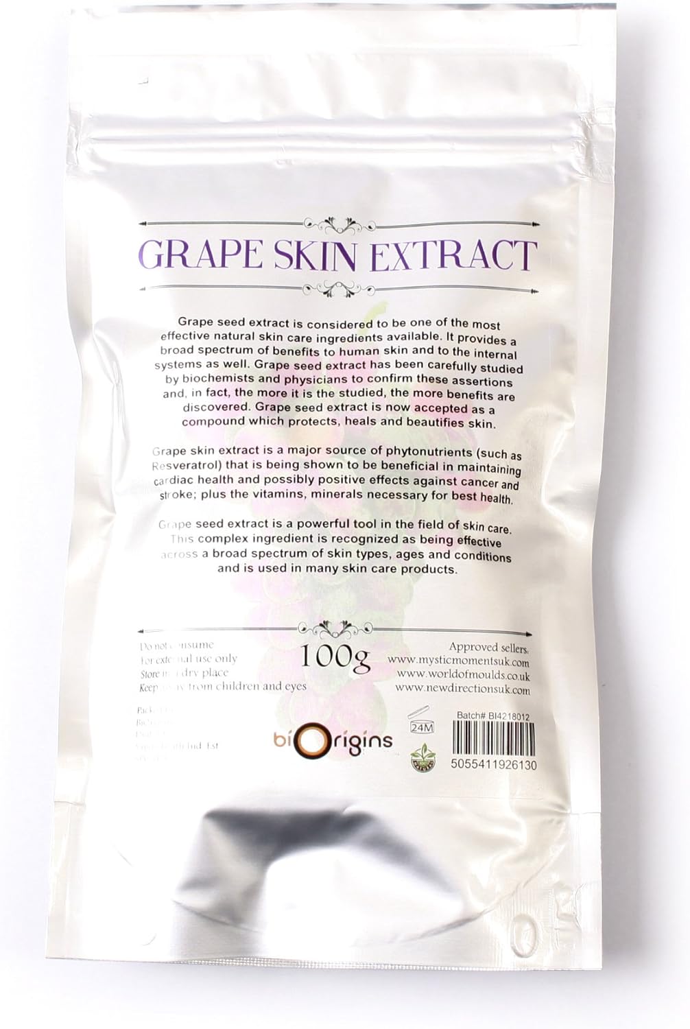 1kg Mystic Moments Grape Skin Extract Powder with 30% Polyphenols