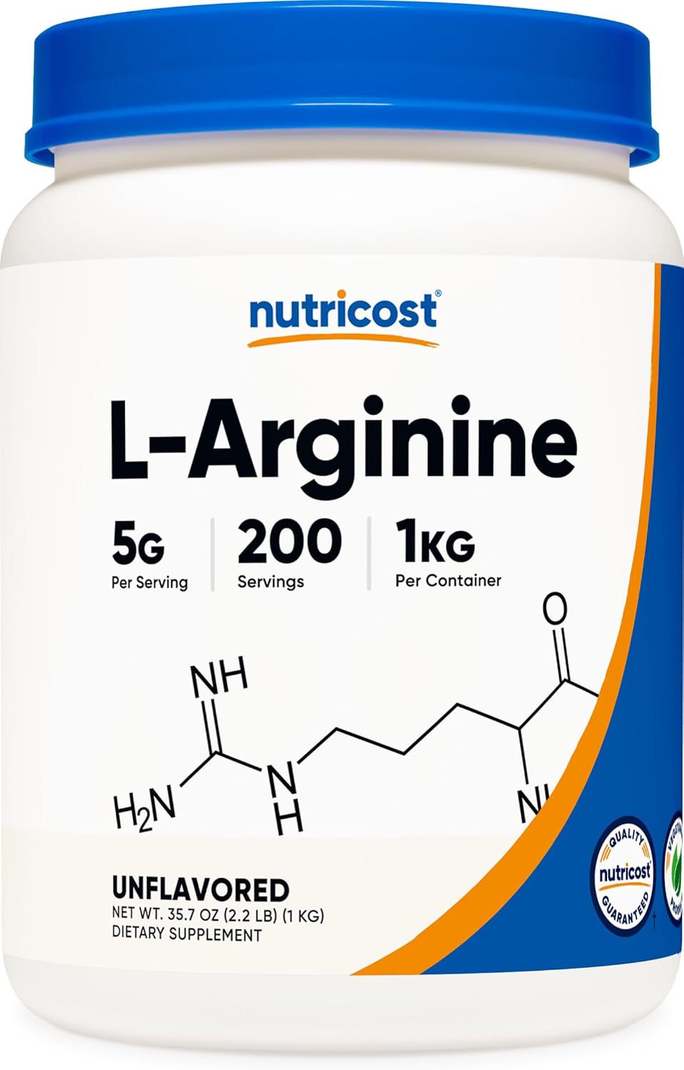 1KG Nutricost L-Arginine Powder - Pure 5g L-Arginine Per Serving