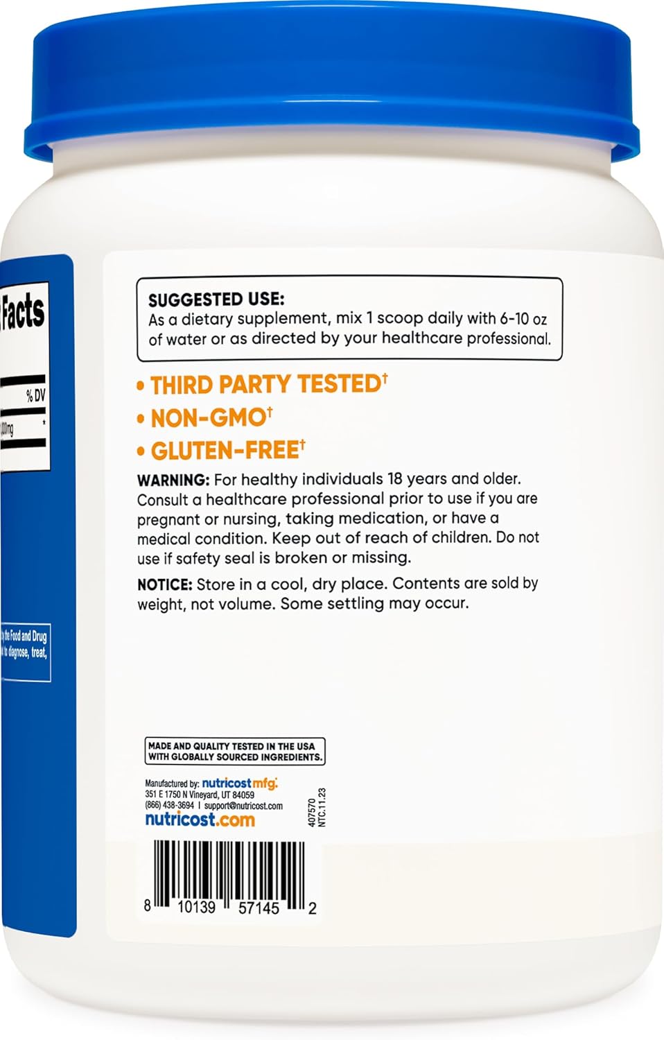 1KG Nutricost L-Lysine Powder - Pure, Non-GMO, Gluten Free