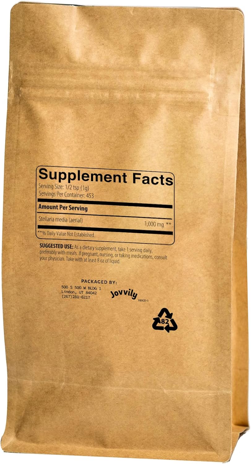1lb Jovvily Chickweed Herb: Common Chickweed, Gluten-Free Traditional Supplement