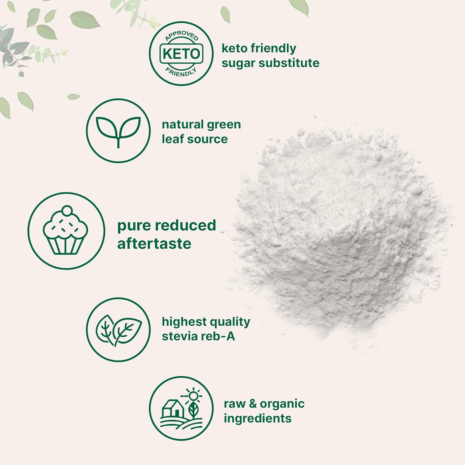 1lb Micro Ingredients Pure Organic Stevia Powder - 2,837 Servings, High Grade Green Leaf Extract Reb-A, 0 Calorie Natural Sweetener, Keto Friendly