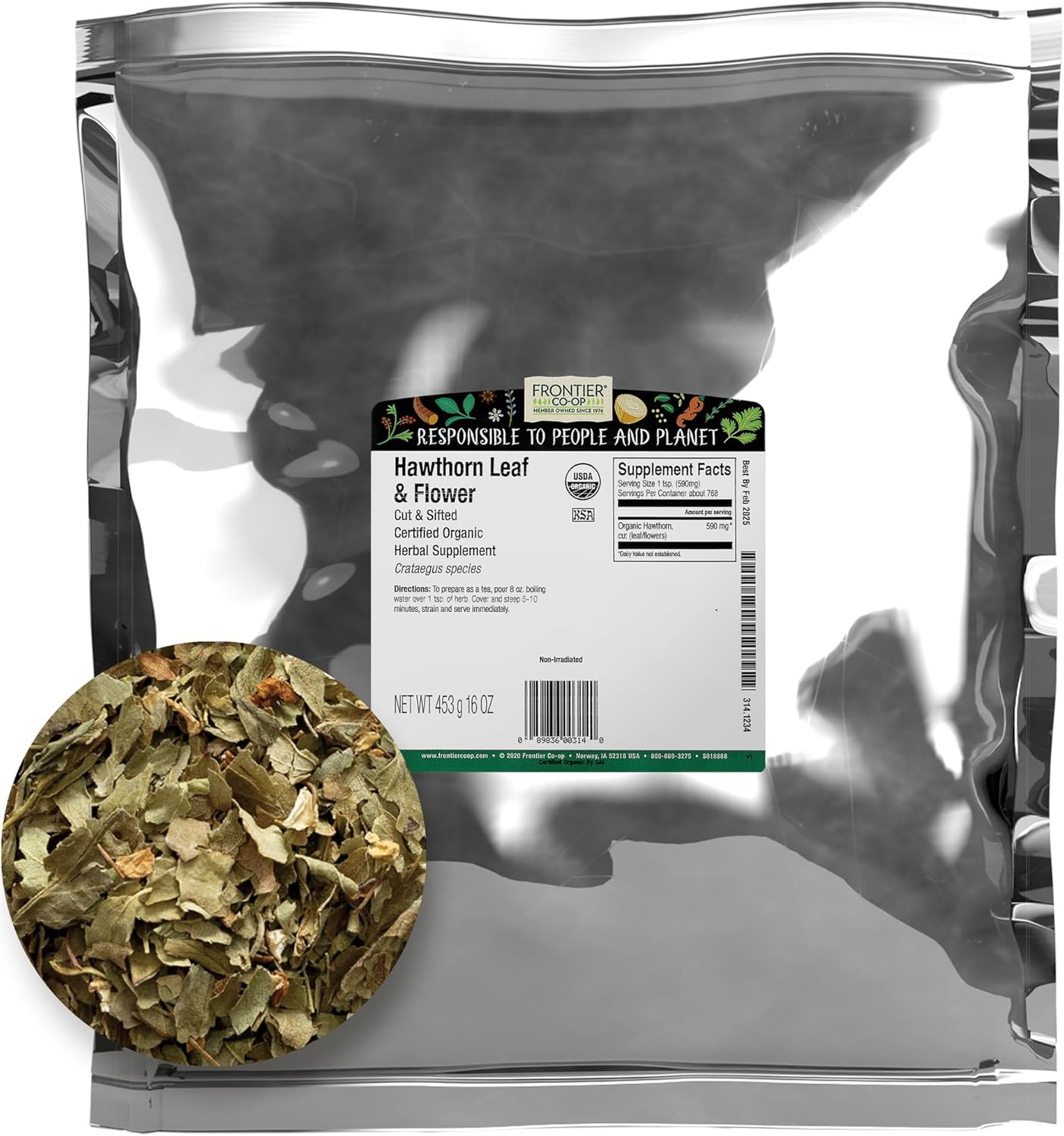 1lb Organic Cut & Sifted Hawthorn Herb by Frontier Co-op
