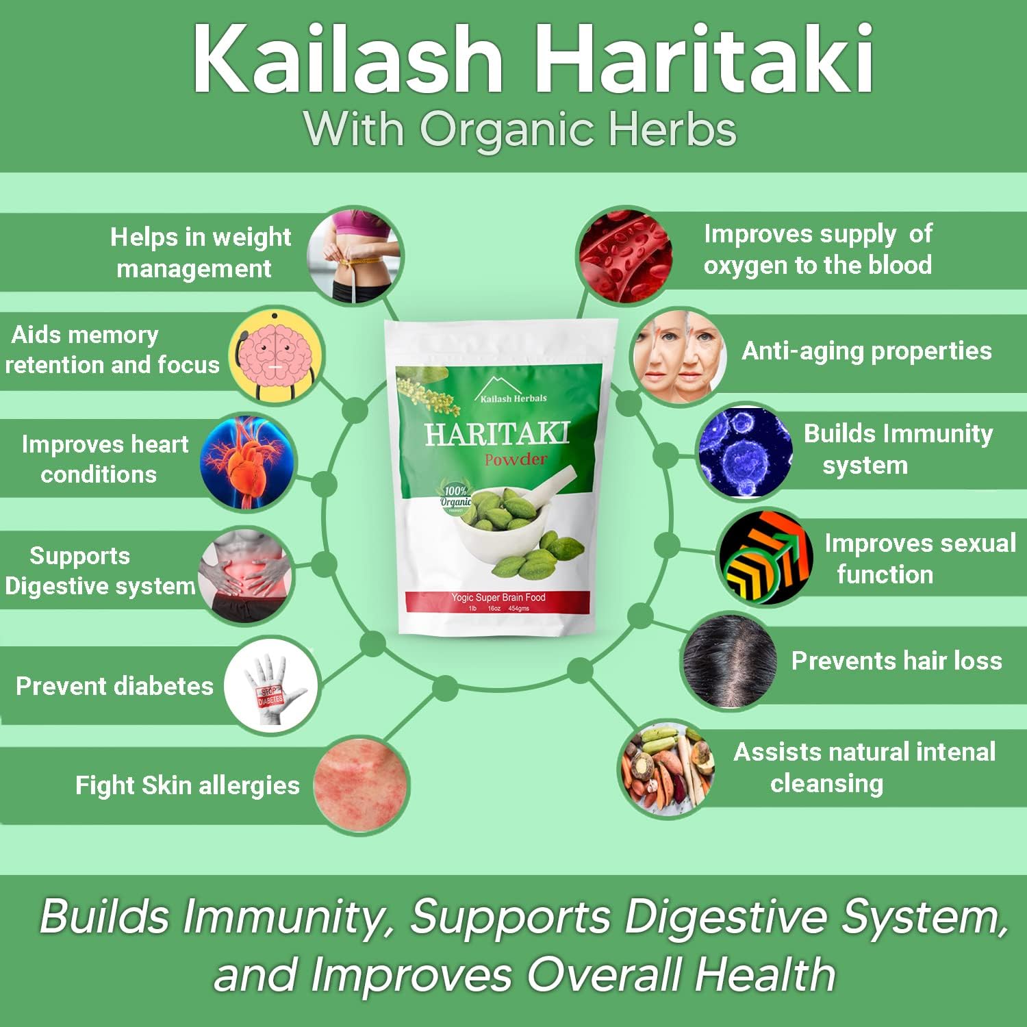 1lb Organic Haritaki Powder - USDA Certified for Digestive Health & Detox - Terminalia Chebula Vata Support