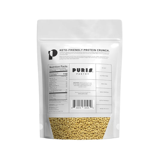 1LB PURIS Organic Pea Protein Crisps - Keto Protein Crunch, Made in USA, Non-GMO, Gluten-Free, No Sugar, No Soy, 18g Protein, 7g Carbs.